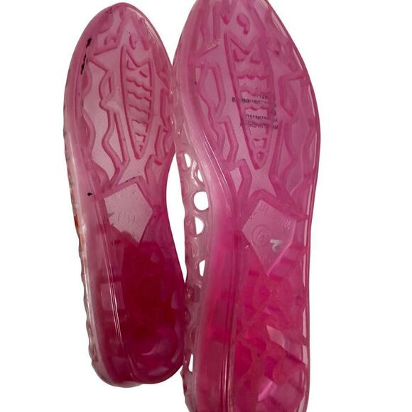 White Mountain Pink Jelly Shoes Polka Dot Cut Outs Small Wedge Heel Sz 9 - Picture 9 of 9